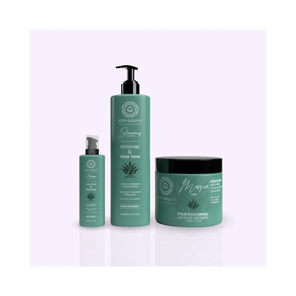 KERA QUEEN'S | Kératine x Aloe Vera | Trio shampoing, masque & sérum Lissage Expert