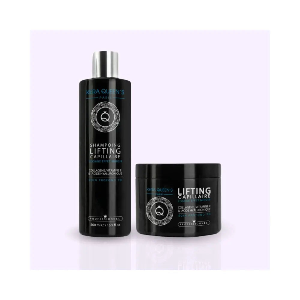KERA QUEEN'S | Collagène, Vitamine E & Acide Hyaluronique | Duo shampoing & soin 3 in 1 Lissage Expert