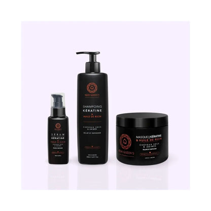 KERA QUEEN'S - Kératine x Ricin - Trio shampoing, masque & sérum Lissage Expert
