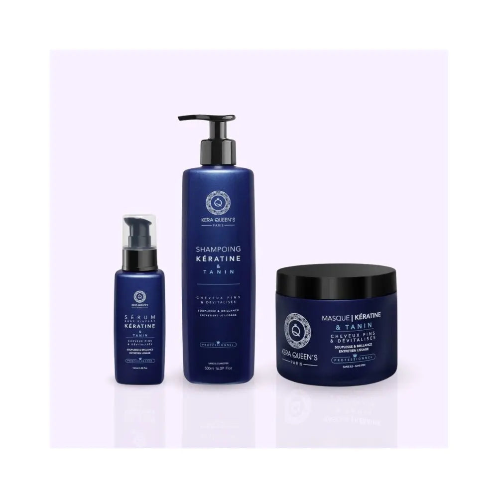 KERA QUEEN'S - Kératine x Tanin - Trio shampoing, masque & sérum Lissage Expert