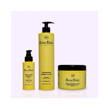 RoseBaie | Kératine x Coco | Trio shampoing, masque & sérum Lissage Expert
