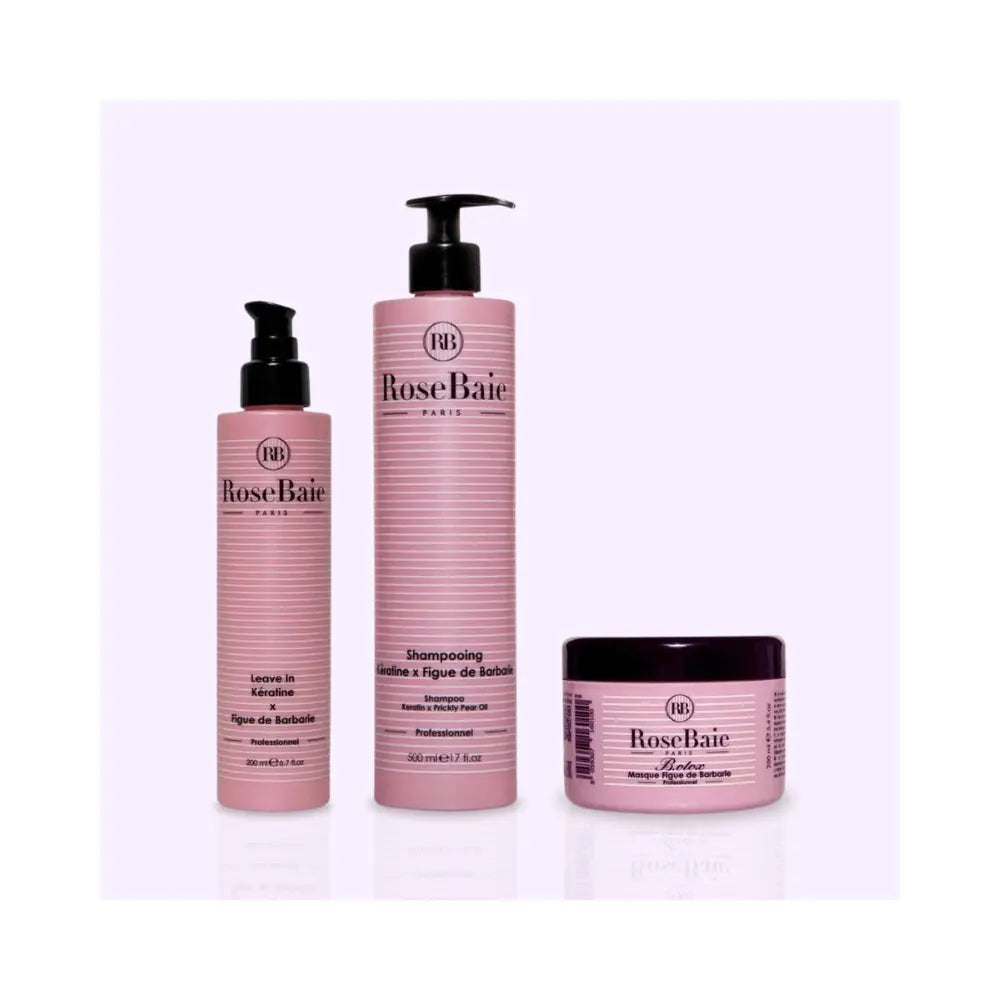 RoseBaie | Kératine x Figue de Barbarie | Trio shampoing, masque & sérum Lissage Expert