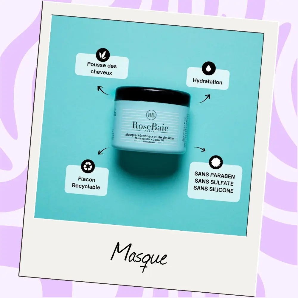 RoseBaie | Kératine x Huile de Ricin | Trio shampoing, masque & sérum Lissage Expert