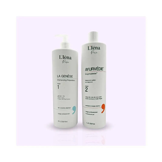 L'Iéna Paris | La genèse x Ayurvédie Enzymoplastie® | Kit Lissage Indien - 2x1L Lissage Expert